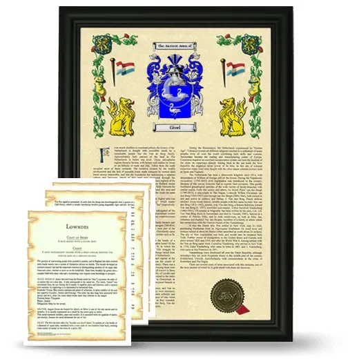 Givel Framed Armorial History and Symbolism - Black