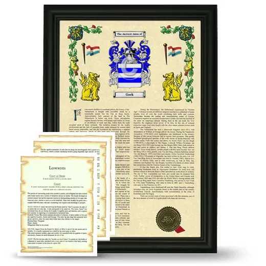 Gock Framed Armorial History and Symbolism - Black