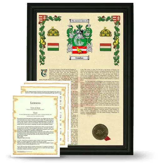 Gombas Framed Armorial History and Symbolism - Black