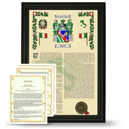 Goretti Framed Armorial History and Symbolism - Black