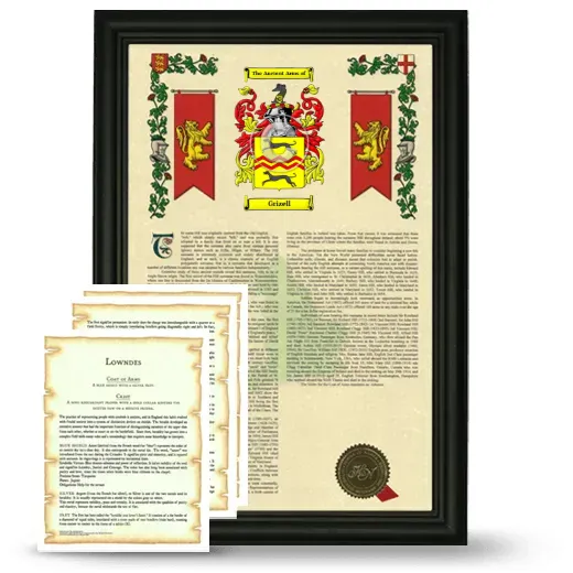 Grizell Framed Armorial History and Symbolism - Black