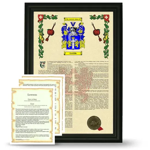 Grubble Framed Armorial History and Symbolism - Black