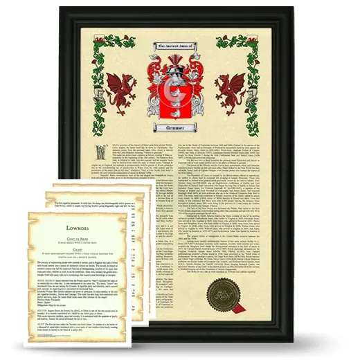 Grunner Framed Armorial History and Symbolism - Black