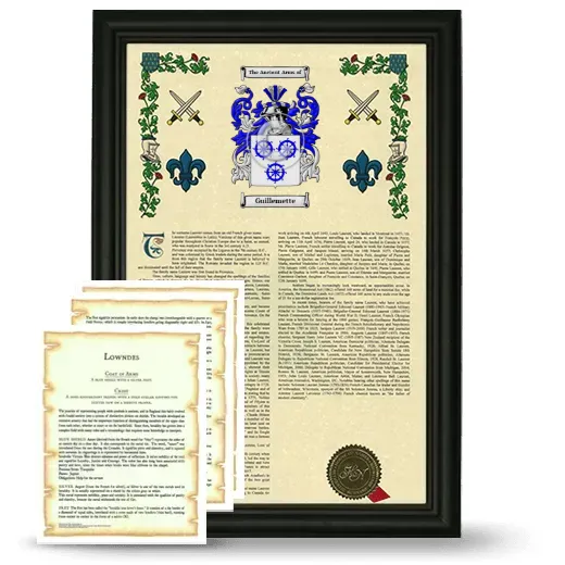 Guillemette Framed Armorial History and Symbolism - Black