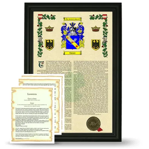 Gusser Framed Armorial History and Symbolism - Black