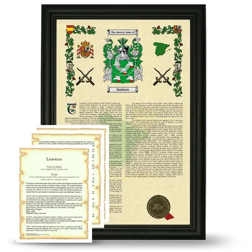 Gutérriz Framed Armorial History and Symbolism - Black