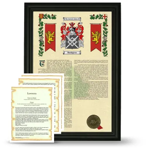 Harington Framed Armorial History and Symbolism - Black