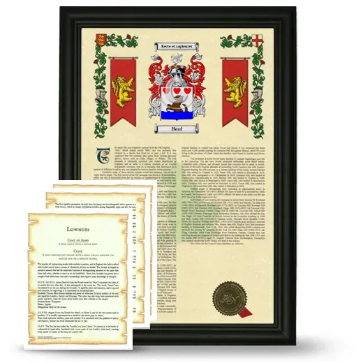 Herd Framed Armorial History and Symbolism - Black
