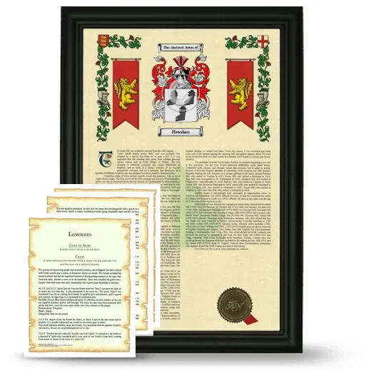 Hessian Framed Armorial History and Symbolism - Black