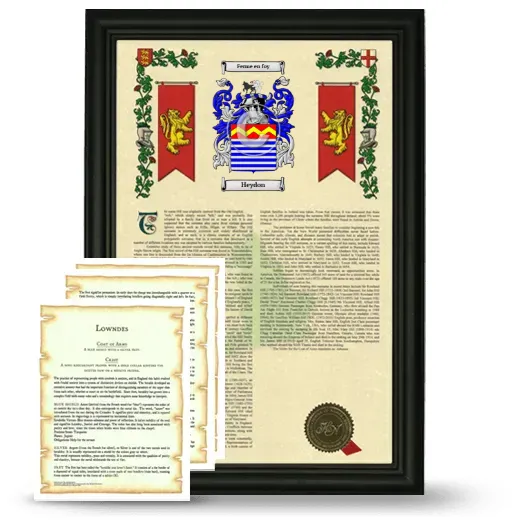 Heydon Framed Armorial History and Symbolism - Black