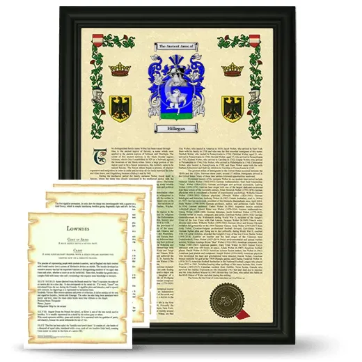 Hillegas Framed Armorial History and Symbolism - Black