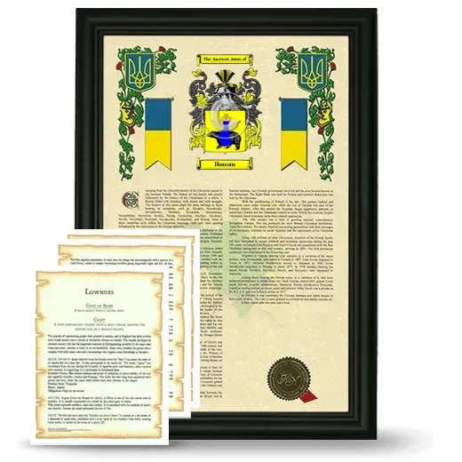 Homan Framed Armorial History and Symbolism - Black