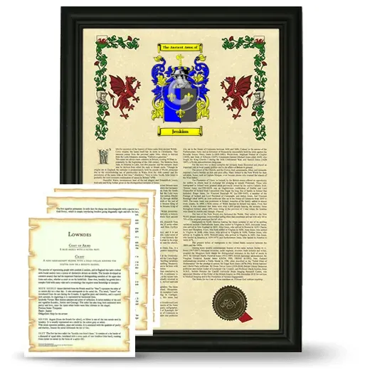 Jenkins Framed Armorial History and Symbolism - Black
