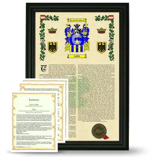 Judith Framed Armorial History and Symbolism - Black