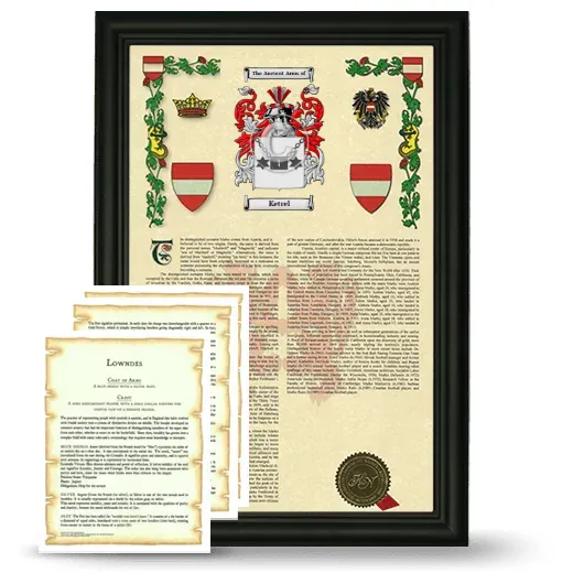 Ketrel Framed Armorial History and Symbolism - Black