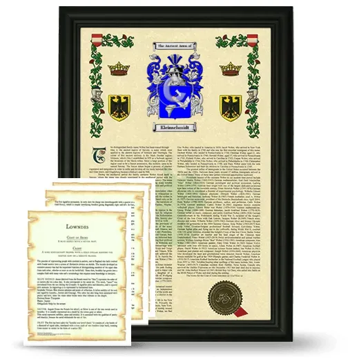 Kleinschmidt Framed Armorial History and Symbolism - Black