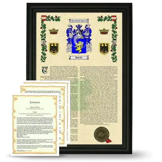 Knecht Framed Armorial History and Symbolism - Black