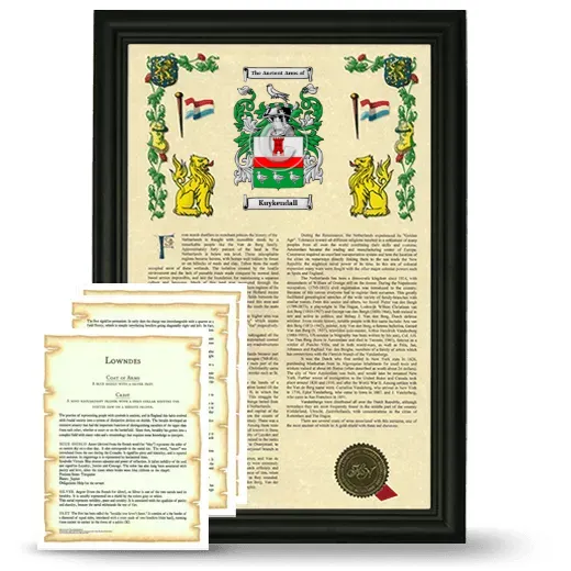 Kuykendall Framed Armorial History and Symbolism - Black