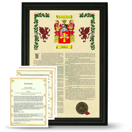 Latimore Framed Armorial History and Symbolism - Black