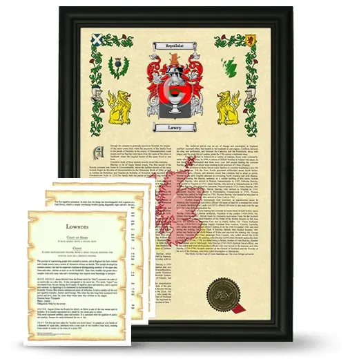 Lawry Framed Armorial History and Symbolism - Black