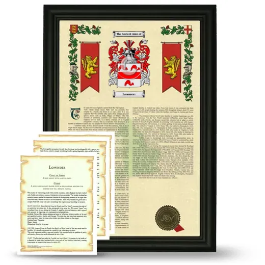 Leamon Framed Armorial History and Symbolism - Black
