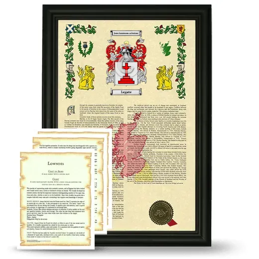 Legate Framed Armorial History and Symbolism - Black