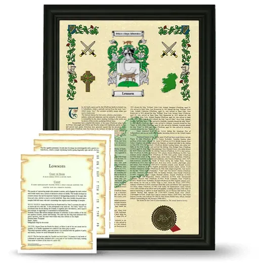 Lennen Framed Armorial History and Symbolism - Black