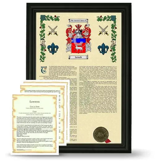 Levack Framed Armorial History and Symbolism - Black