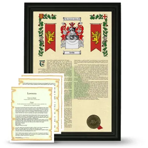 Levin Framed Armorial History and Symbolism - Black