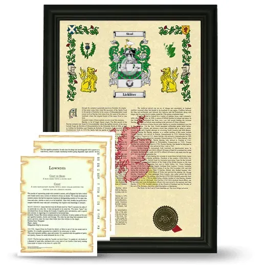 Lickliter Framed Armorial History and Symbolism - Black