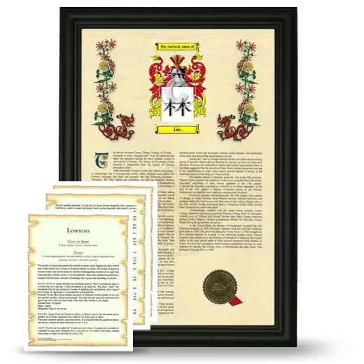 Lin Framed Armorial History and Symbolism - Black