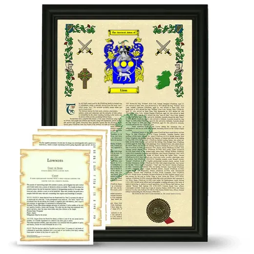 Linn Framed Armorial History and Symbolism - Black