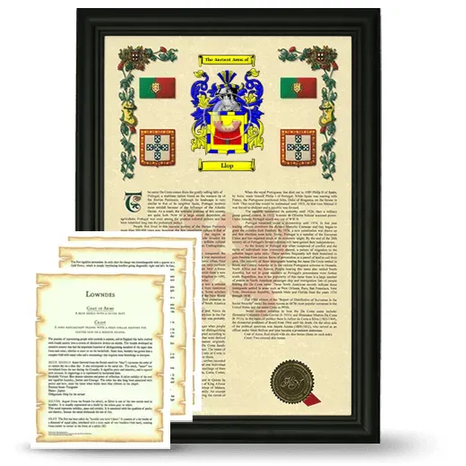 Llop Framed Armorial History and Symbolism - Black