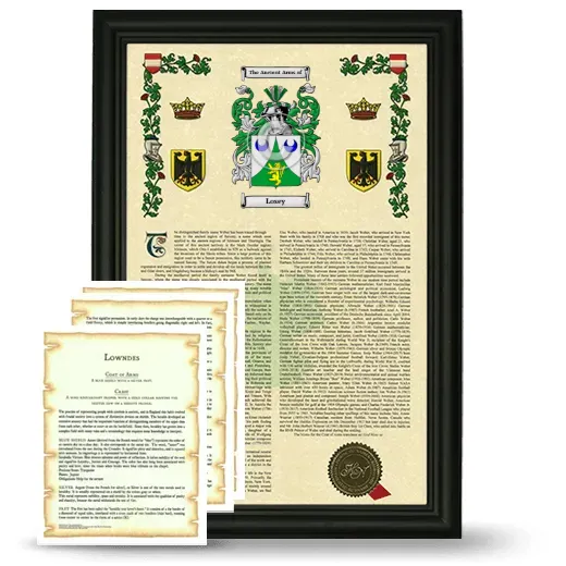Losey Framed Armorial History and Symbolism - Black