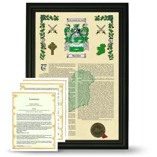 MacAbee Framed Armorial History and Symbolism - Black