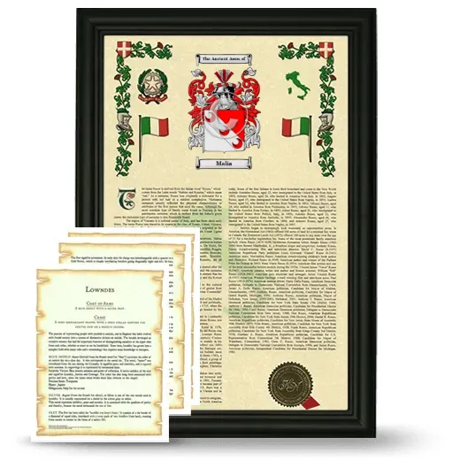 Malia Framed Armorial History and Symbolism - Black