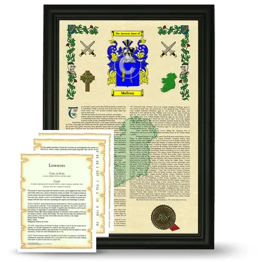 Mallony Framed Armorial History and Symbolism - Black