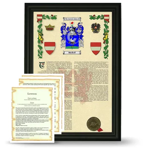 Markolf Framed Armorial History and Symbolism - Black
