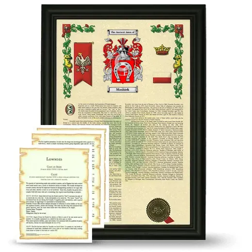 Mashiek Framed Armorial History and Symbolism - Black