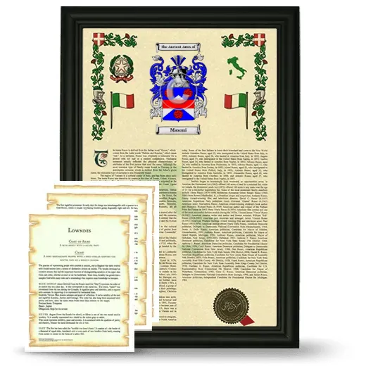 Masoni Framed Armorial History and Symbolism - Black