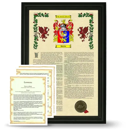 Mattix Framed Armorial History and Symbolism - Black