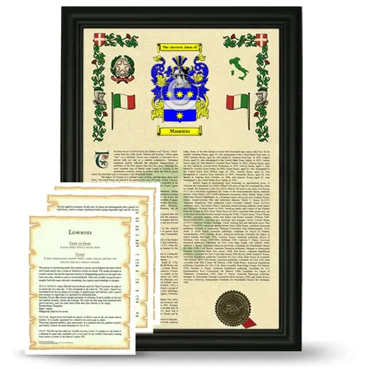 Mauricio Framed Armorial History and Symbolism - Black