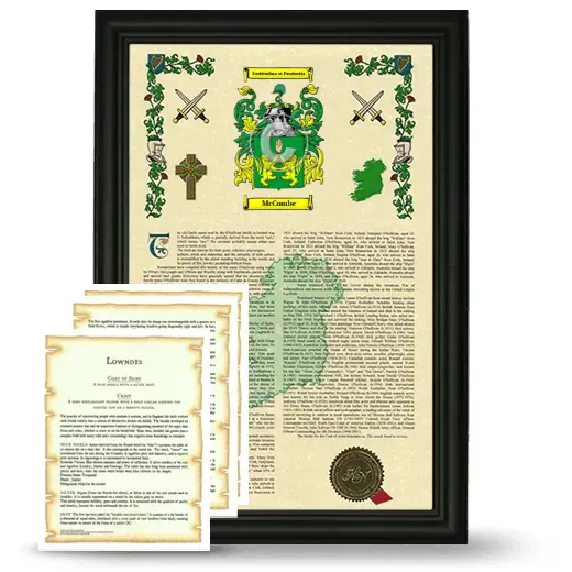 McCombe Framed Armorial History and Symbolism - Black