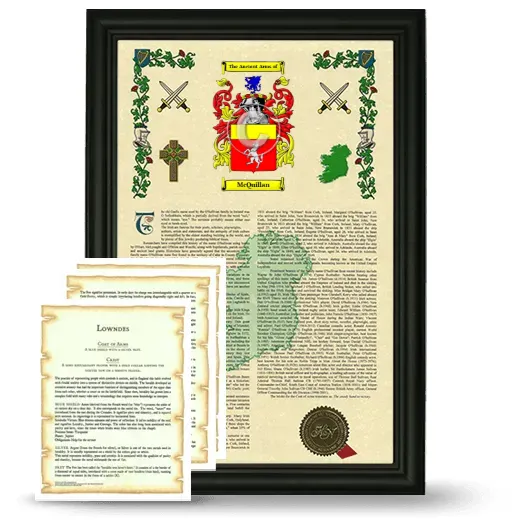 McQuillan Framed Armorial History and Symbolism - Black