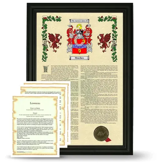 Meachen Framed Armorial History and Symbolism - Black