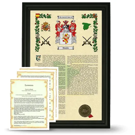 Mendes Framed Armorial History and Symbolism - Black