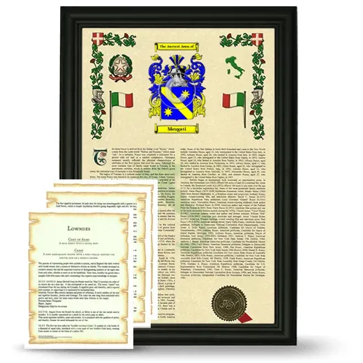 Mengati Framed Armorial History and Symbolism - Black
