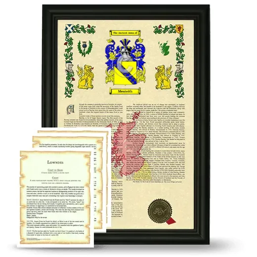 Menteith Framed Armorial History and Symbolism - Black