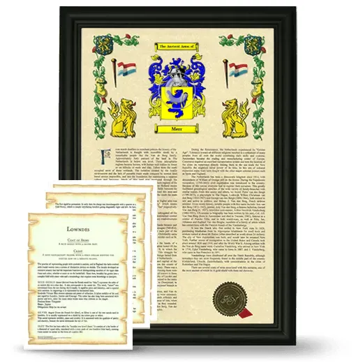 Merr Framed Armorial History and Symbolism - Black