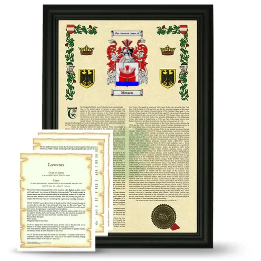 Messen Framed Armorial History and Symbolism - Black